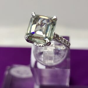 Moissanite Emerald Cut 6.45 Carat Solitare Ring